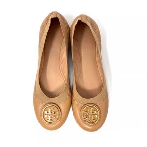 Tory Burch caroline Tan Leather Ballet flats Women’s Sz 7.5